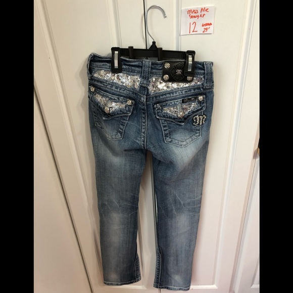 Miss Me Other - Miss Me straight leg jeans size 12 with bling girl